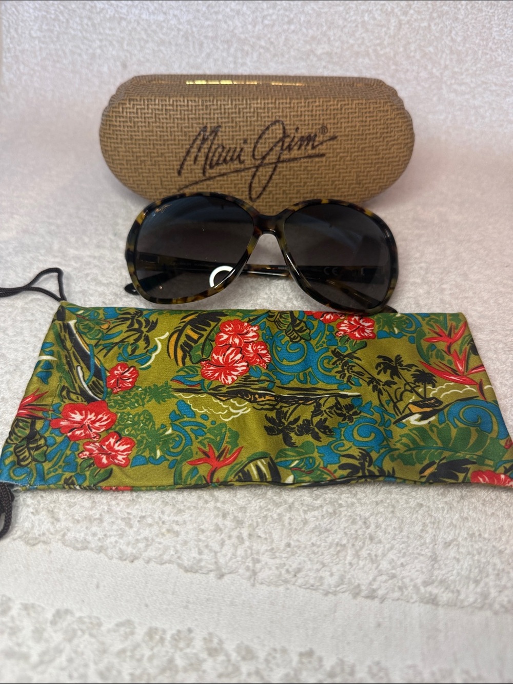 Authentic Maui Jim 294-10L Maile Tortoise Butterfly Sunglasses Grey Polarized